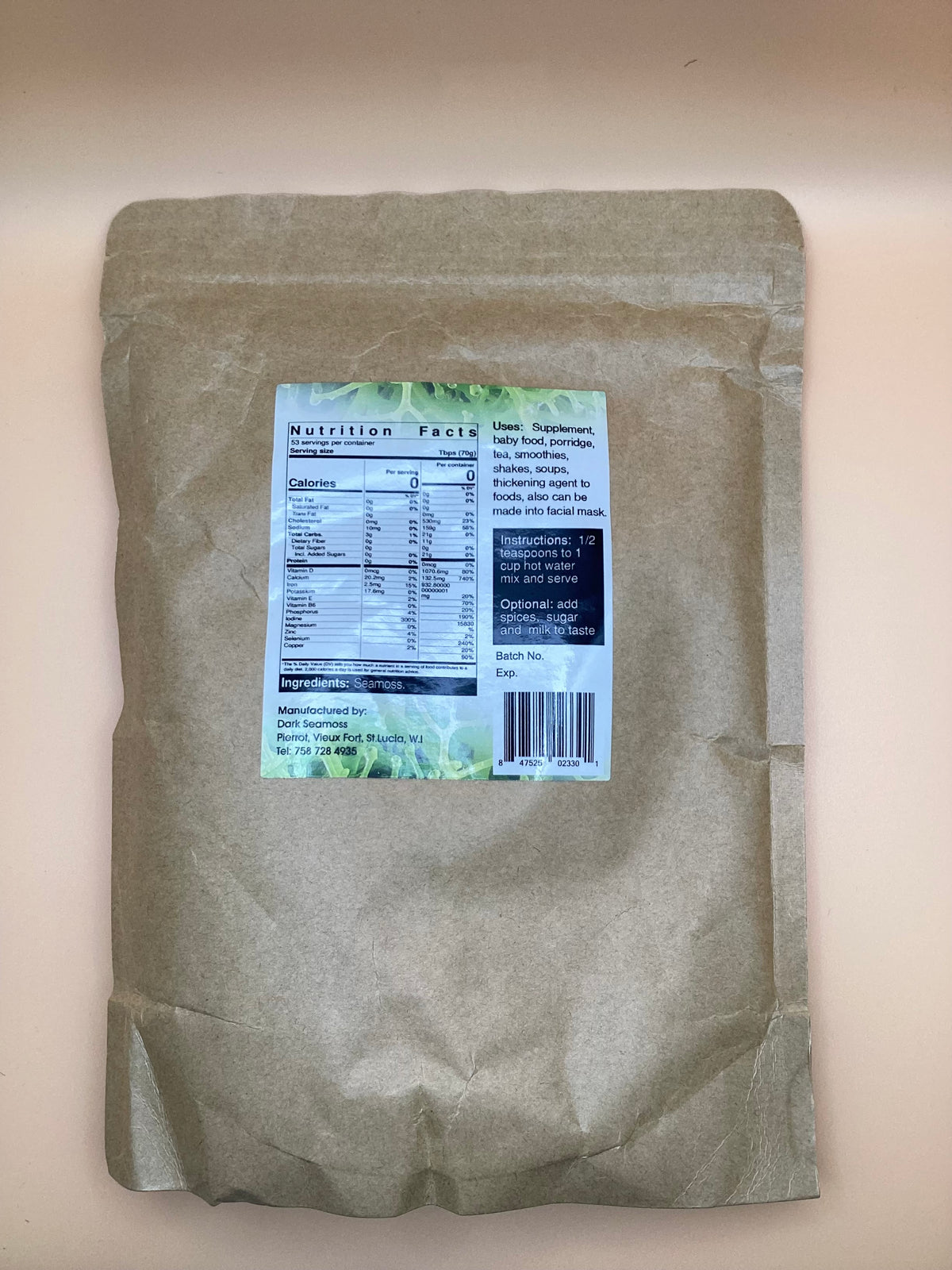 Dark Seamoss Dark Dash Plain Sea Moss Powder