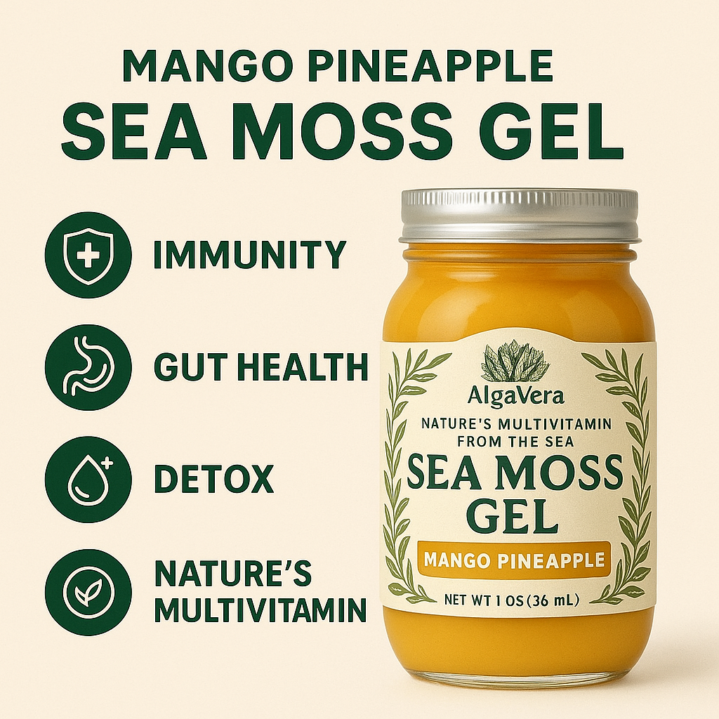 Mango Pineapple Sea Moss Gel Organic Superfood for Immunity, Gut Health & Detox | AlgaVera – 16 oz