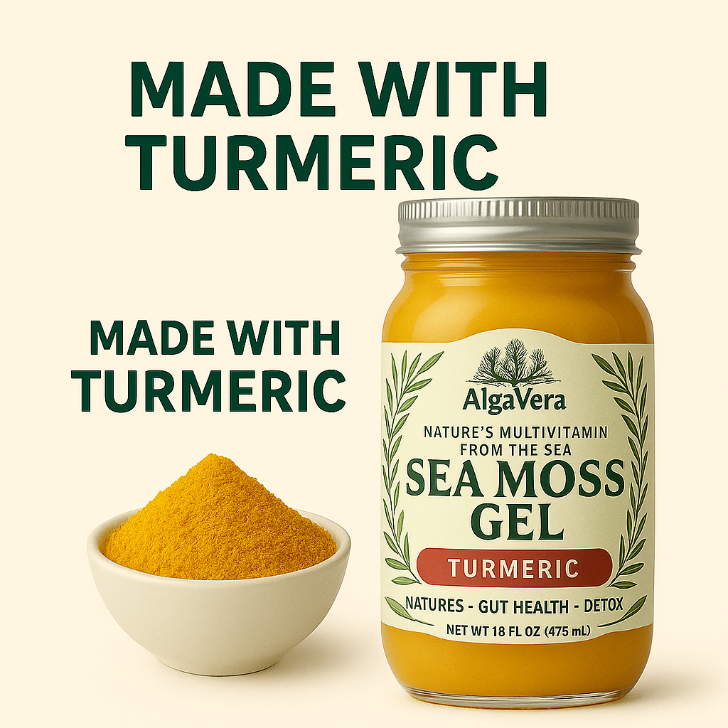 AlgaVera Turmeric Sea Moss Gel – Natural Superfood for Inflammation, Gut Health & Immunity – 16 oz