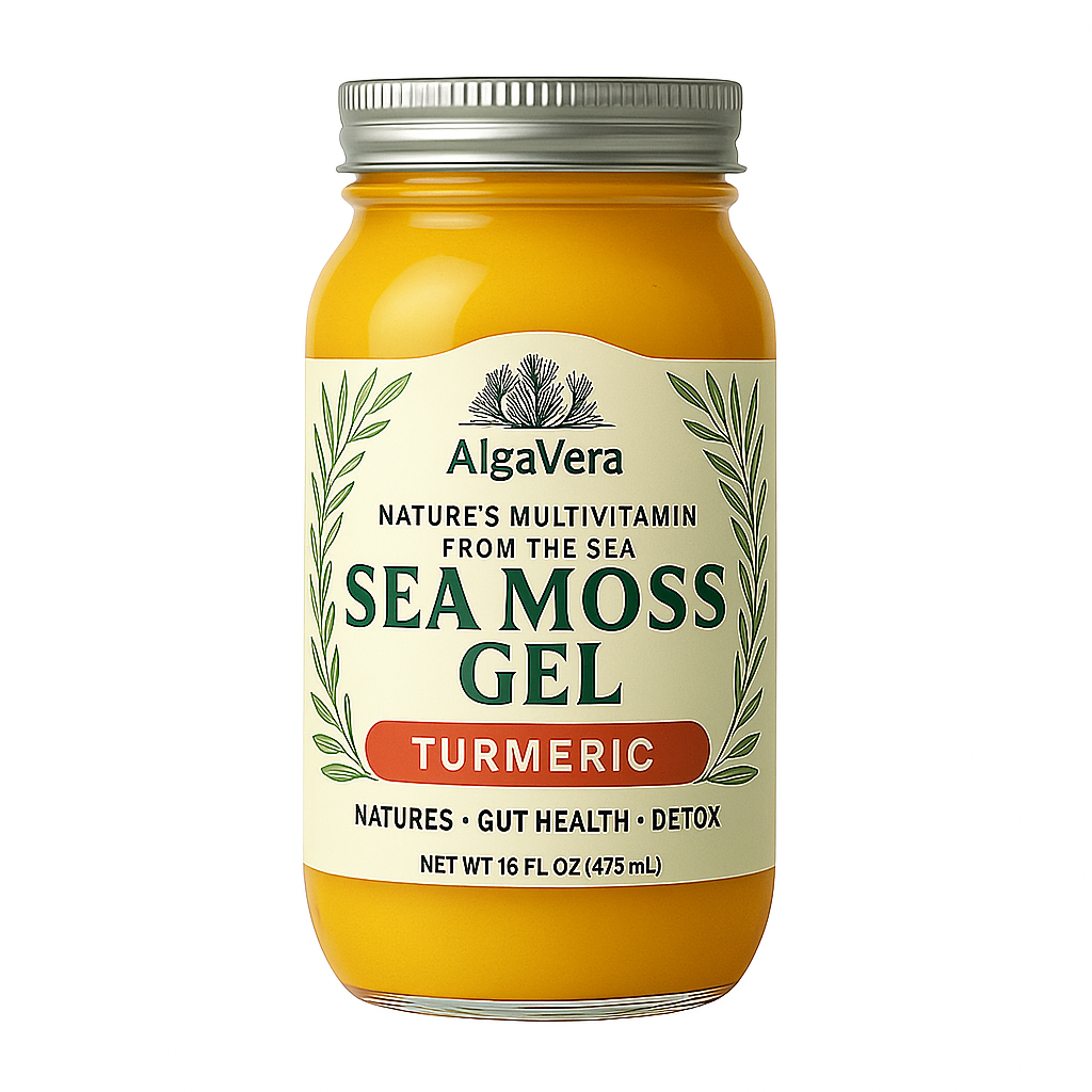 AlgaVera Turmeric Sea Moss Gel – Natural Superfood for Inflammation, Gut Health & Immunity – 16 oz