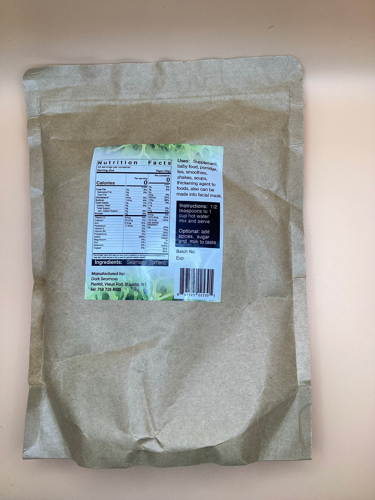 Dark Seamoss Dark Dash Tumeric Sea Moss Powder