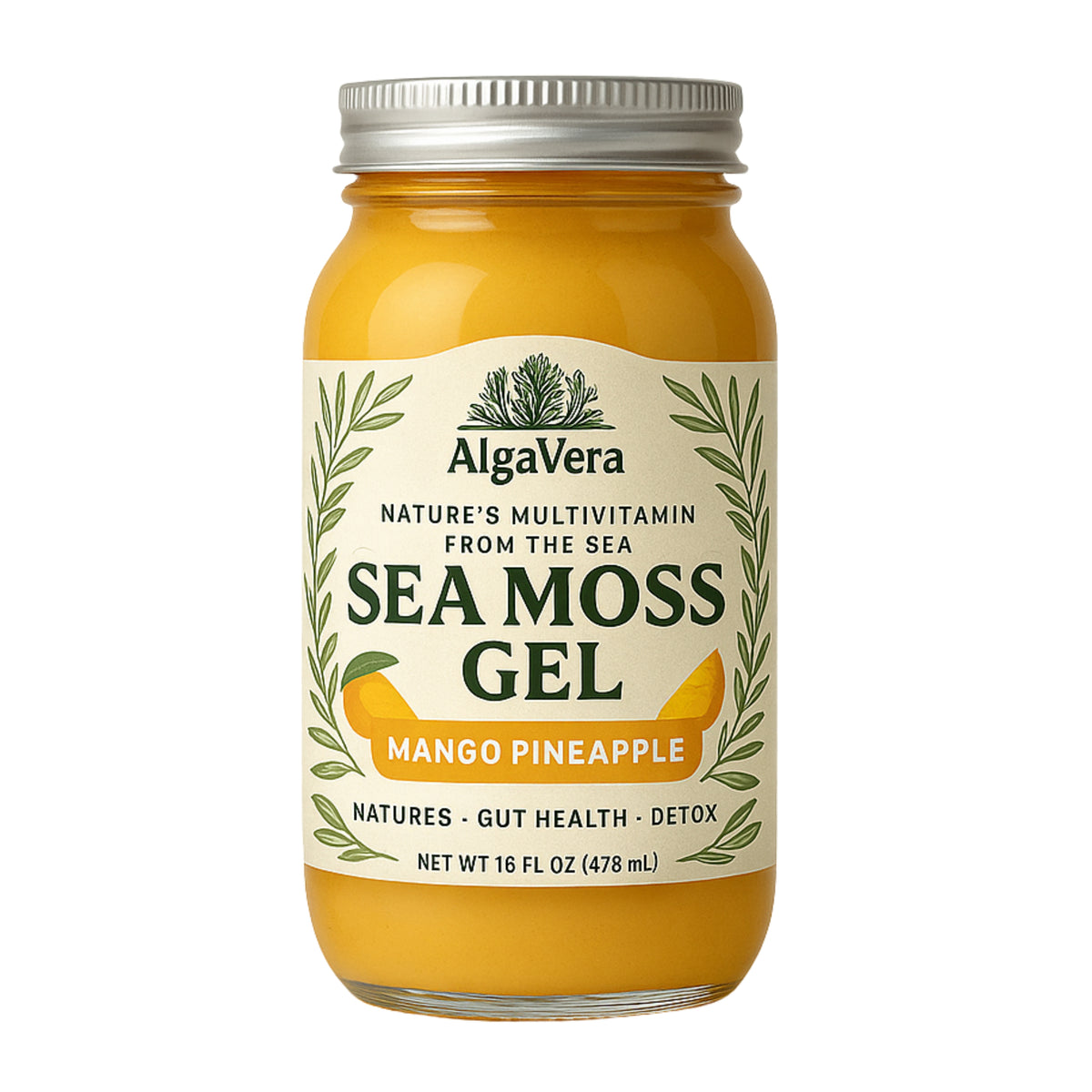 Mango Pineapple Sea Moss Gel Organic Superfood for Immunity, Gut Health & Detox | AlgaVera – 16 oz